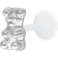 Wildcat Gummi Bear Push Fit Labret - Lävistyskoru - 5,0 mm, Hopeinen metalli