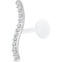 Wildcat Long Crystal Line Push Fit Labret - 8,0 mm, Srebrna