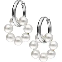 Wildcat Little Pearl Circle Hoops - helmikorvarenkaat (pari) - Hopeinen metalli