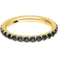 Wildcat Pave Set Crystals Ring - saranoitu lävistysrengas - 1,2 mm, Kultainen metalli, Musta, 11,0 mm