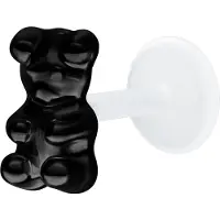 Wildcat Gummi Bear Push Fit Labret - Lävistyskoru - 5,0 mm, Musta metalli