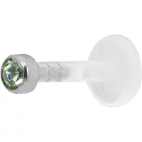 Wildcat Push-Fit Labret orné de pierres précieuses - 1,2 mm, 6,0 mm, Vaaleanvihreä