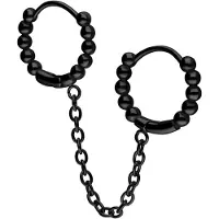 Wildcat Double Huggie Connected Ball Hoops -korvarenkaat 1.0 x 10.0 - Musta metalli