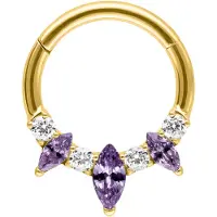 Wildcat Marquise Hinged Septum Clicker -lävistysrengas - Kultainen metalli, Ametisti