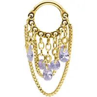 Wildcat Crystal Snakechain Clicker - Lävistysrengas - Kultainen metalli, Laventelinpunainen