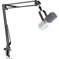 Fifine AM8T USB/XLR -dynaaminen mikrofoní ja boom-teline - Valkoinen