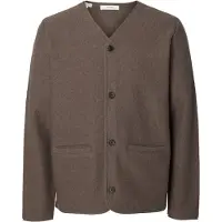 Selected Slmjin Boiled Wool Cardigan - Brown - L