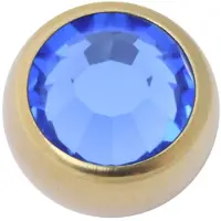 Wildcat Threaded Jewelled Ball - korupallot sisäkierteellä - Safiirin sininen, 5,0 mm, 1,6 mm, Kultainen metalli