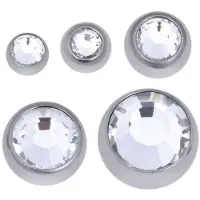 Wildcat Faceted Jewelled Ball - värilliset korukivipallot - Valkoinen, 4,0 mm, 1,6 mm, Hopeinen metalli