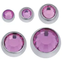 Wildcat Faceted Jewelled Ball - värilliset korukivipallot - Fuksianpunainen, 2,5 mm, 1,2 mm, Hopeinen metalli