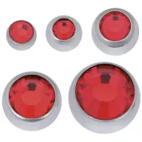 Wildcat Faceted Jewelled Ball - värilliset korukivipallot - Punainen, 5,0 mm, 1,6 mm, Hopeinen metalli