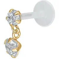 Wildcat Hanging Crystal Push-Fit Labret - Lävistyskoru - Kultainen metalli