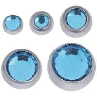 Wildcat Faceted Jewelled Ball - värilliset korukivipallot - Zirkonin sininen, 4,0 mm, 1,2 mm, Hopeinen metalli