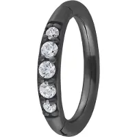 Wildcat Top Pave Crystal Clicker<!--63f5eea3324a3--> - 1,2 mm, Musta metalli, Valkoinen, 7,0 mm