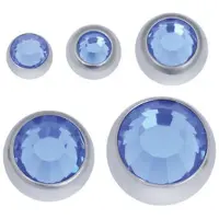 Wildcat Faceted Jewelled Ball - värilliset korukivipallot - Safiirin sininen, 5,0 mm, 1,6 mm, Hopeinen metalli