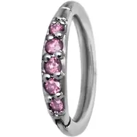 Wildcat Top Pave Crystal Clicker<!--63f5eea3324a3--> - 1,2 mm, Hopeinen metalli, Vaaleanpunainen, 9,0 mm