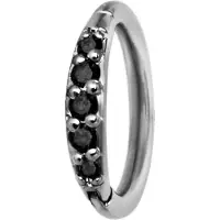 Wildcat Top Pave Crystal Clicker<!--63f5eea3324a3--> - 1,2 mm, Hopeinen metalli, Musta, 6,0 mm