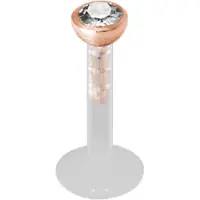 Wildcat Micro Jewelled Push-fit Labret - Rožnato Zlata, 2,0 mm