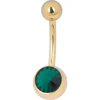 Wildcat Double Jewelled Navel Bananabell - napakoru - 14,0 mm, Smaragdin vihreä, Kultainen metalli