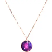 Wildcat Pink Galaxy Necklace - kaulakoru pyöreällä riipuksella - Ruusukultainen metalli