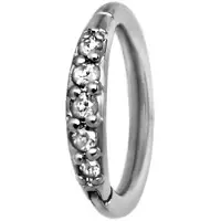 Wildcat Top Pave Crystal Clicker<!--63f5eea3324a3--> - 1,2 mm, Hopeinen metalli, Valkoinen, 10,0 mm