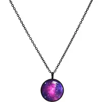 Wildcat Pink Galaxy Necklace - kaulakoru pyöreällä riipuksella - Musta metalli