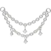 Wildcat Multilayer Crystal Piercing Connection Chain - lävistyskorun ketju - Hopeinen metalli