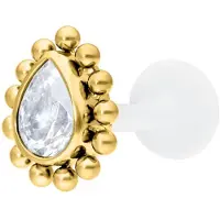 Wildcat Crystal Teardrop Screwing Labret<!--63dd03786a899--> - Kultainen metalli