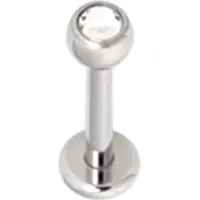 Wildcat Basic Jewelled Labret -lävistyskoru - 6,0 mm, Valkoinen, 4,0 mm