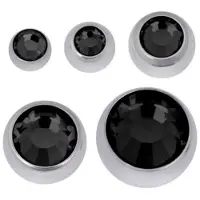 Wildcat Faceted Jewelled Ball - värilliset korukivipallot - Musta, 3,0 mm, 1,0 mm, Hopeinen metalli