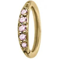 Wildcat Top Pave Crystal Clicker<!--63f5eea3324a3--> - 1,2 mm, Kultainen metalli, Vaaleanpunainen, 8,0 mm