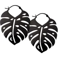 Wildcat Monstera Leaf Hoops - korvarenkaat - Musta metalli