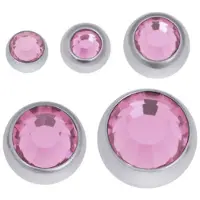 Wildcat Faceted Jewelled Ball - värilliset korukivipallot - Vaaleanpunainen, 2,5 mm, 1,2 mm, Hopeinen metalli