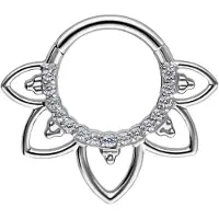 Wildcat Oriental Crystal Septum -lävistysrengas - Hopeinen metalli