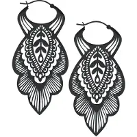 Wildcat Mandala Leaf Hoops<!--63ef70a6621fa--> - Musta metalli