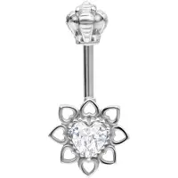 Wildcat Vertical Helix Crystal Flower Barbell - Hopeinen metalli