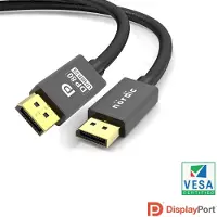 NÖRDIC VESA CERTIFIED 2m nylon punottu Displayport 2.1 kaapeli DP80 UHBR20 80Gbps 16/10/8K60H 4K240/165/144Hz DSC1.2a HDR HDCP2.2 FreeSync G-Sync