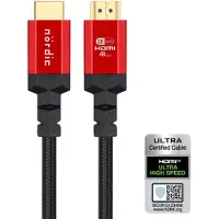 NÖRDIC CERTIFIED CABLES 3 m Ultra High Speed HDMI 2.1 8K 60 Hz, 4K 120 Hz 48 Gb/s Dynamic HDR eARC VRR nailonpunottu kaapeli, kullattu