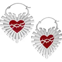 Wildcat Barbed Wire Sacred Heart Hoops - Korvakorut (pari) - Hopeinen metalli