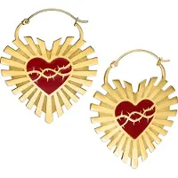 Wildcat Barbed Wire Sacred Heart Hoops - Korvakorut (pari) - Kultainen metalli