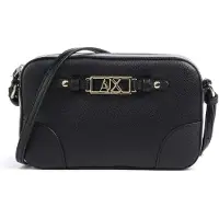 Armani Exchange for woman. XW002612AF15632UC010 Crossbody bag with front metal plate and adjustable strap black (OSFA), Casual, Polyeste