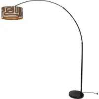 QAZQA Vloerlamp zwart met kap bruin en beige gestreept 50cm - XXL