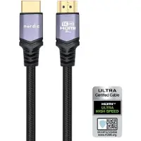 NÖRDIC CERTIFIED CABLES 1,5 m Ultra High Speed HDMI 2,1 8K60Hz 4K120Hz 48Gbps Dynaaminen HDR eARC Pelitila VRR Dolby ATMOS Nylon punottu kullattu