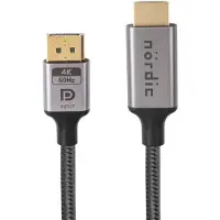 NÖRDIC 3m Displayport HDMI 4K60Hz Dynamic HDR 18Gbps