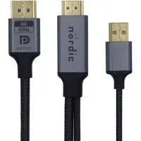 NÖRDIC HDMI-Displayport-kaapeli 1m 4K60Hz 18Gbps