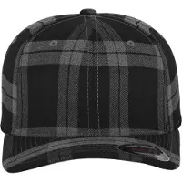 Flexfit Lippalakki 'Tartan Plaid' tummanharmaa / musta