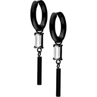 Wildcat Little Square Crystal Hoops - huggies-korvarenkaat (pari) - Musta metalli, Valkoinen
