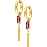 Wildcat Little Square Crystal Hoops - huggies-korvarenkaat (pari) - Kultainen metalli, Siam