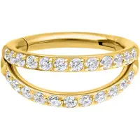 Wildcat Double Row Crystal Clicker - lävistysrengas - Kultainen metalli