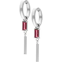 Wildcat Little Square Crystal Hoops - huggies-korvarenkaat (pari) - Hopeinen metalli, Siam